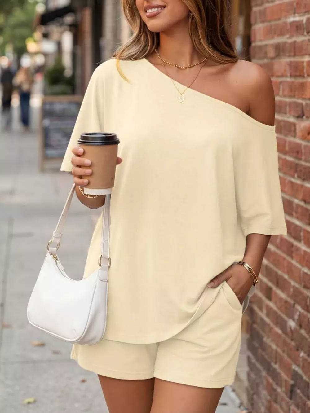 Full Size One Shoulder Top and Shorts Set Plus Size, image 24