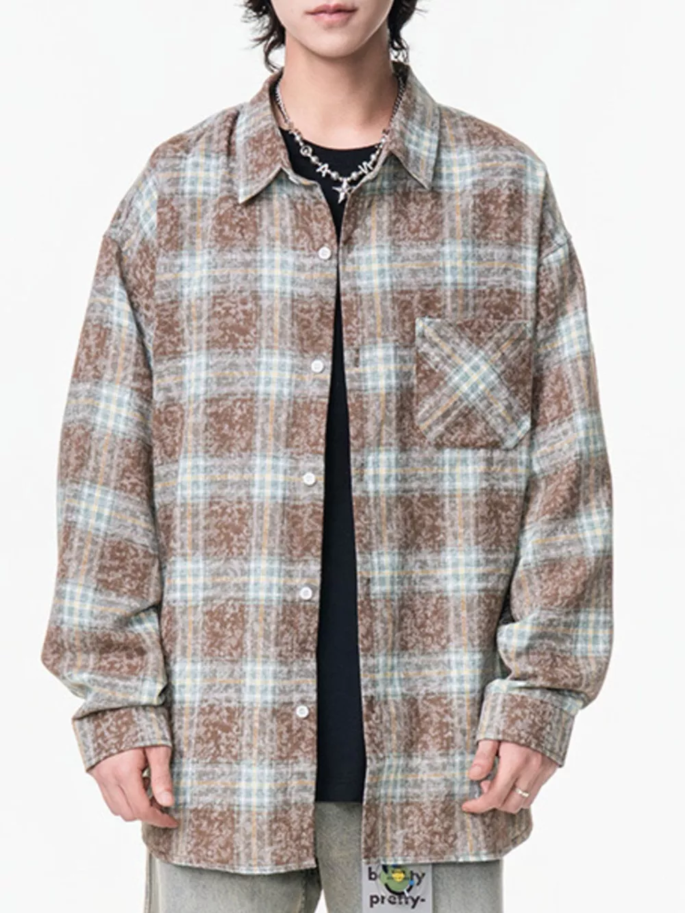Men's Plus Size Plaid Button Up Long Sleeve Shirt, image 4