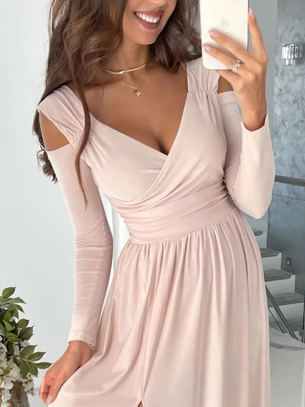 Slit Surplice Cold Shoulder Maxi Dress, image 14
