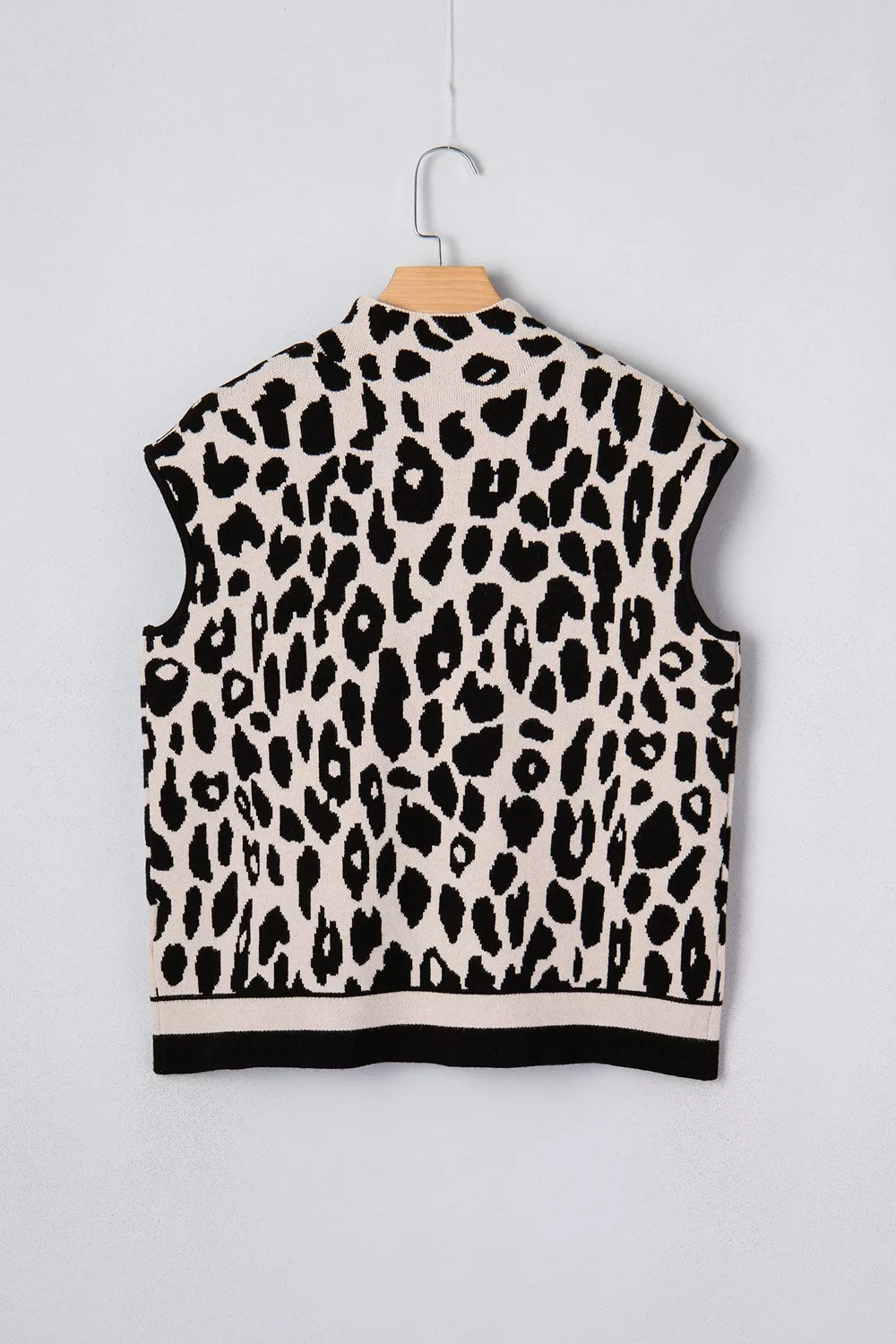 Leopard Print High Neck Short Sleeve Sweater, image 8
