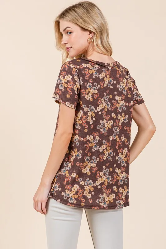 Lightweight Floral Round Neck Short Sleeve T-Shirt, image 4