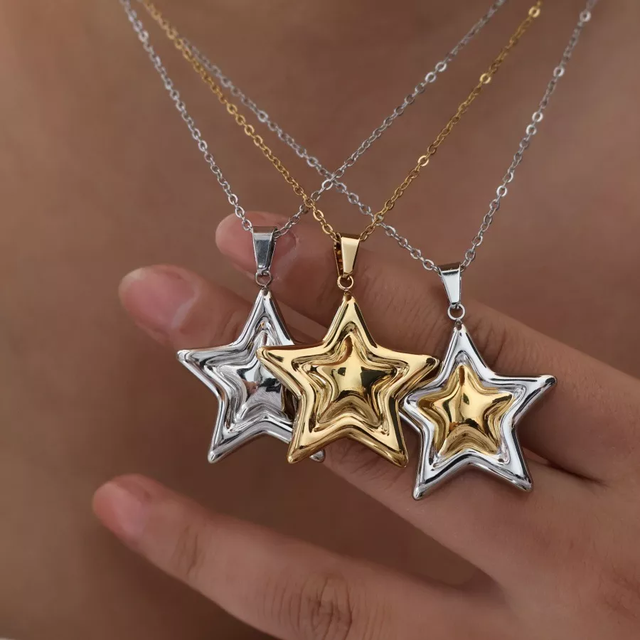 Stainless Steel Zircon Star Necklace, image 2
