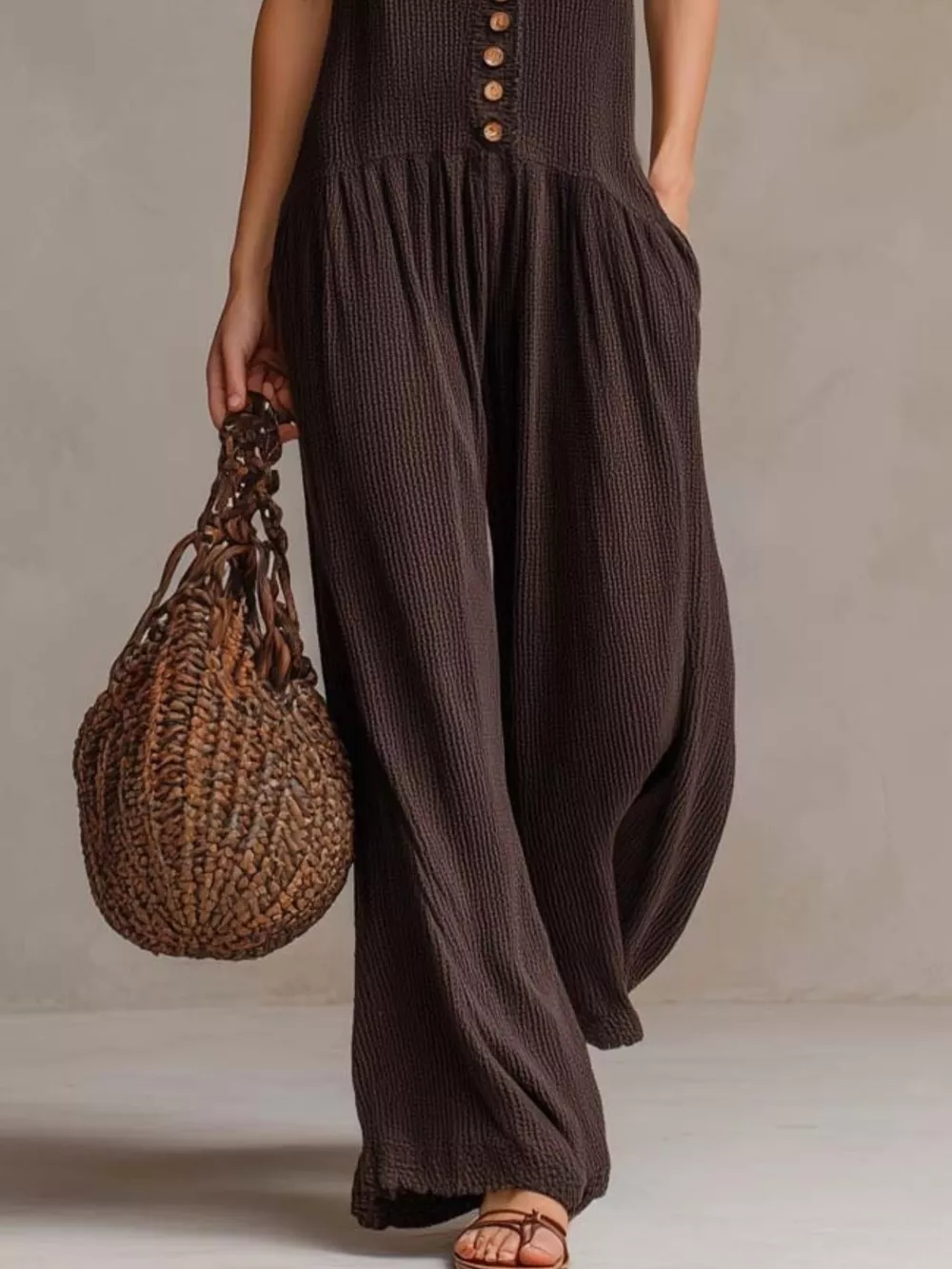 V-Neck Sleeveless Wide Leg Jumpsuit, image 6