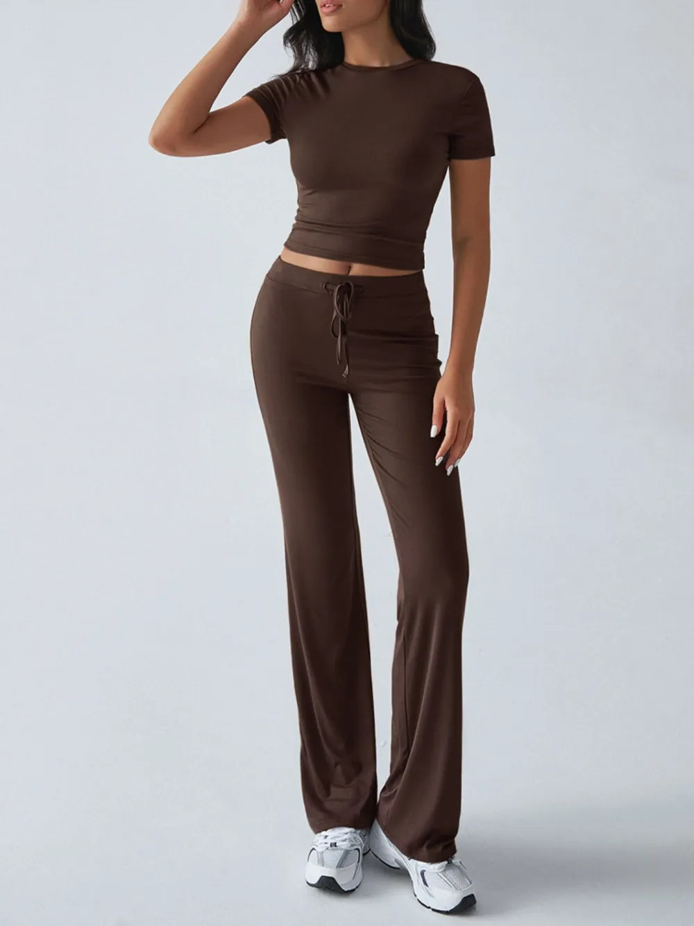 Round Neck Short Sleeve Top and Pants Set, image 31