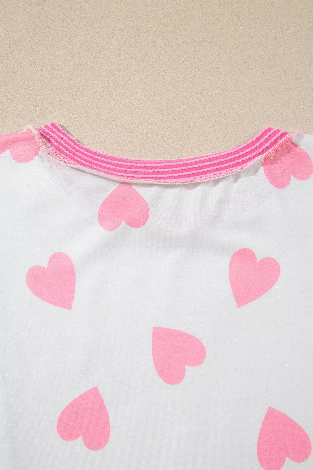 Heart Pattern Colorblock Ribbed Detail Side Slit Top, image 5