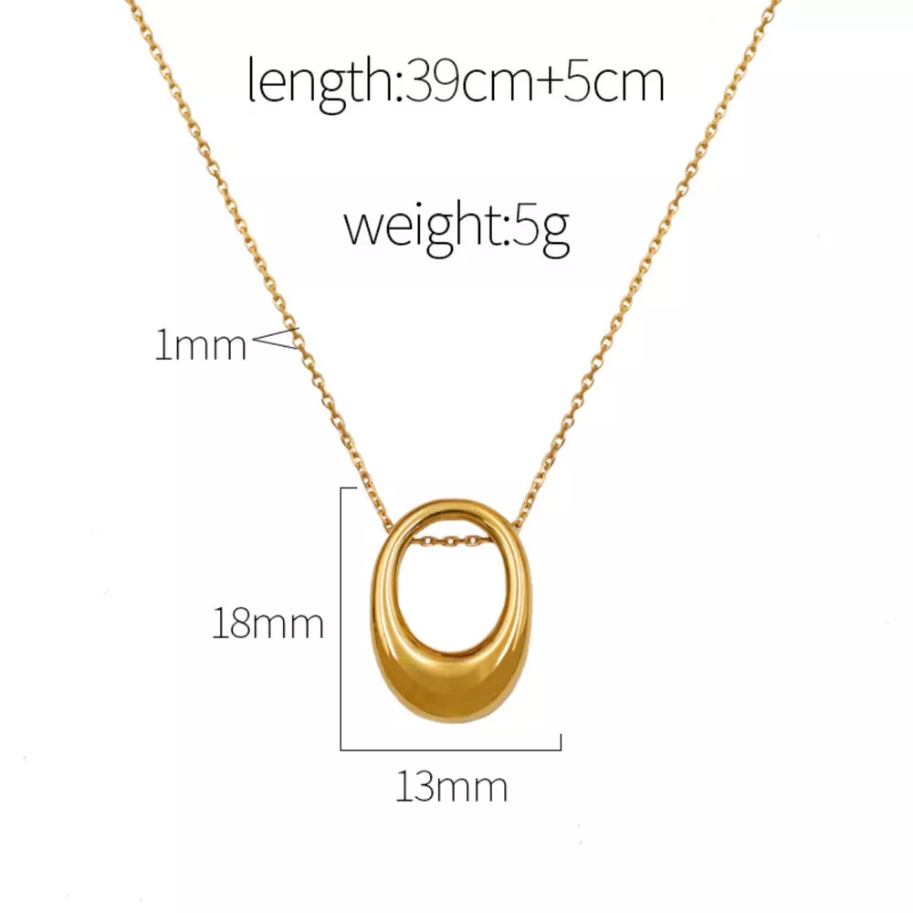 18K Gold-Plated Oval Pendant Necklace, image 6