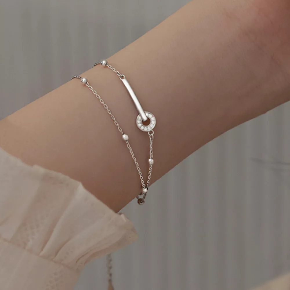 925 Sterling Silver Double Layered Bracelet, image 3