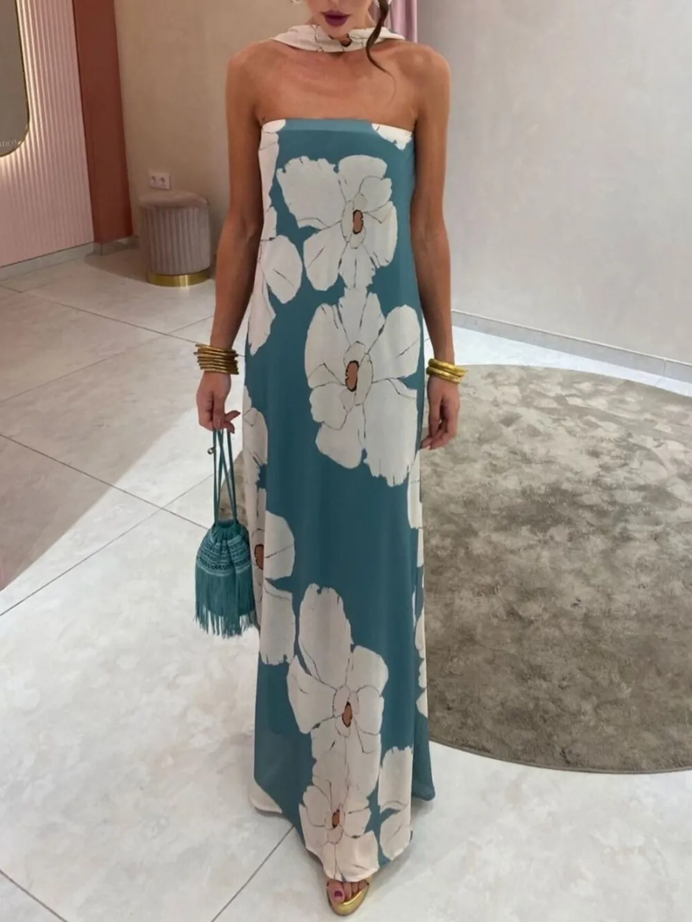Printed Tube Maxi Dress, image 27