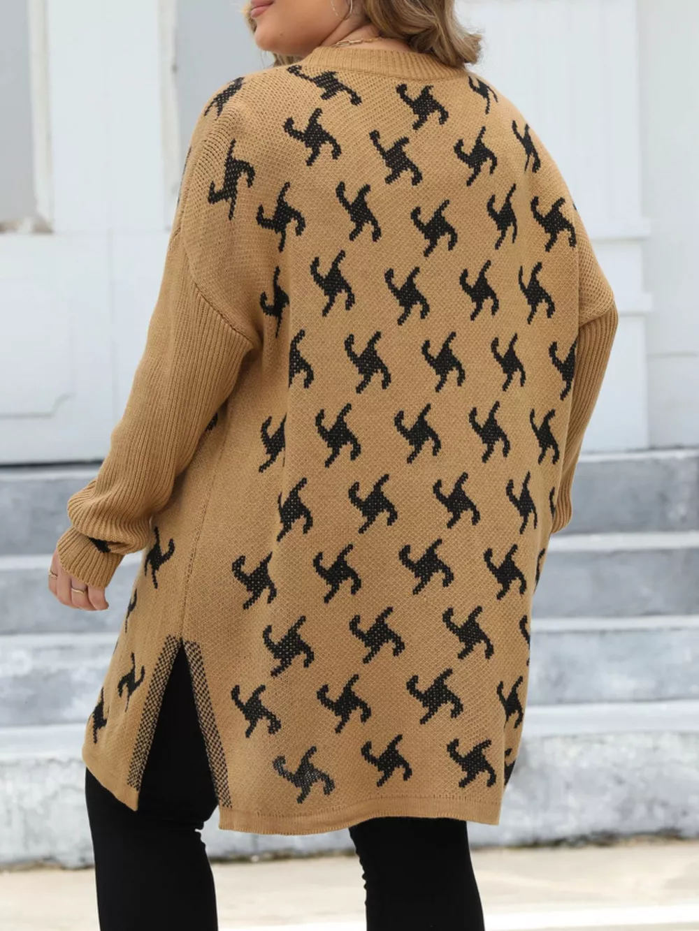Plus Size Open Front Drop Shoulder Knit Cardigan, image 10