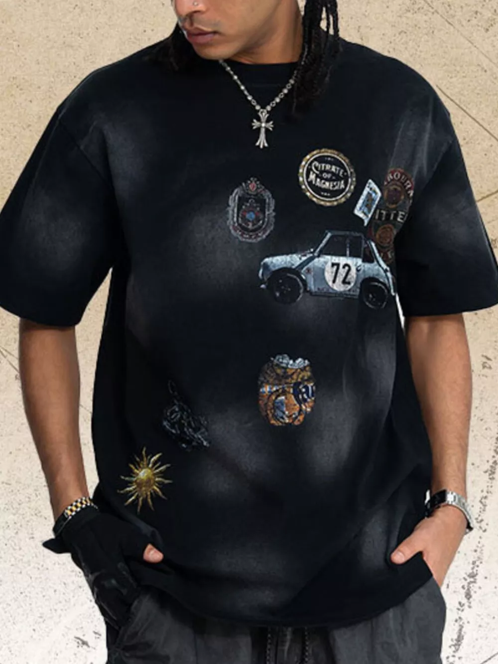 Men's Vintage Graphic Round Neck T-Shirt