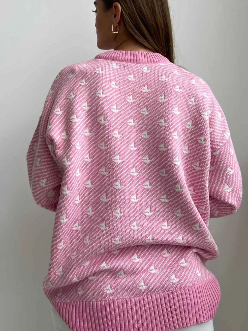 Contrast Round Neck Long Sleeve Sweater, image 3