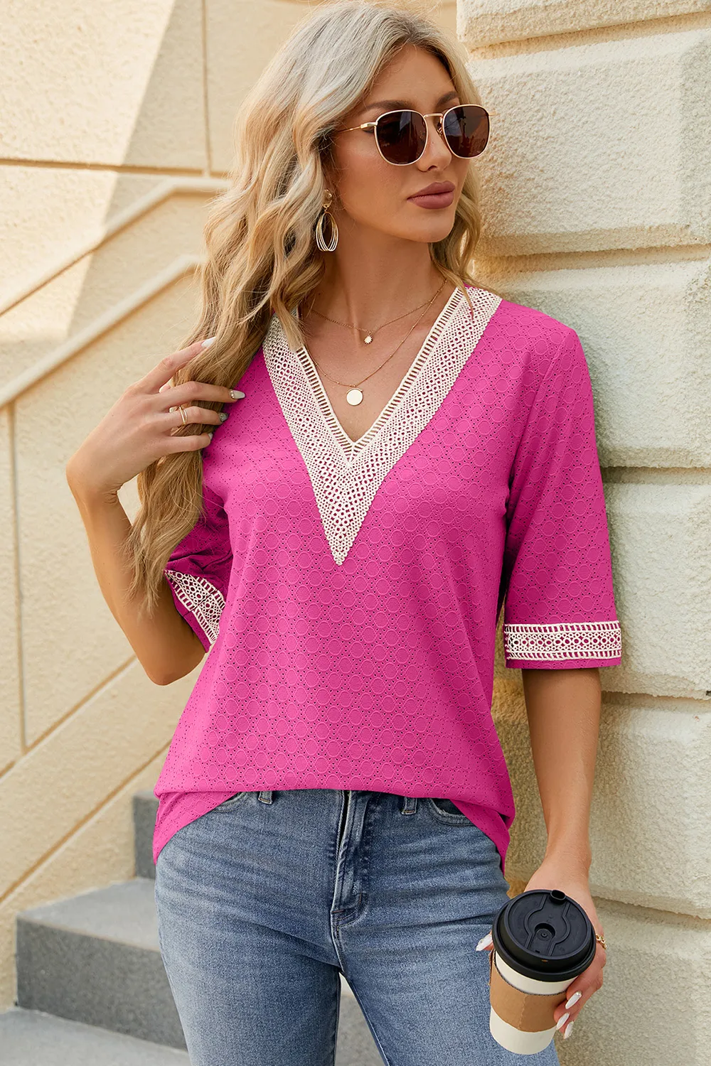 V-Neck Half Sleeve T-Shirt, image 11