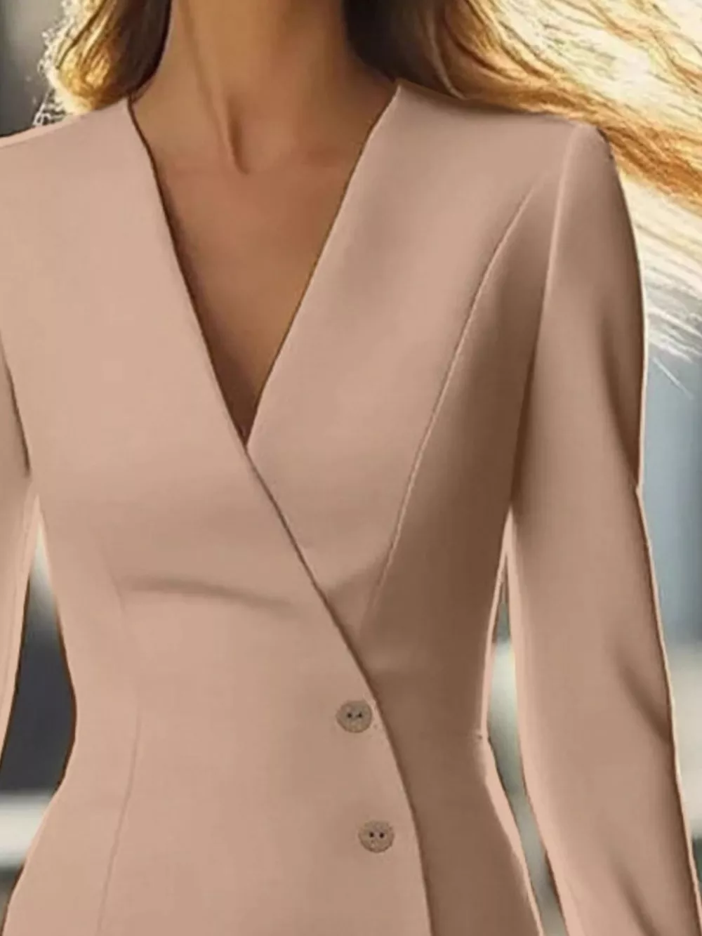 Long Sleeve Blazer Dress with Button Detail, image 8