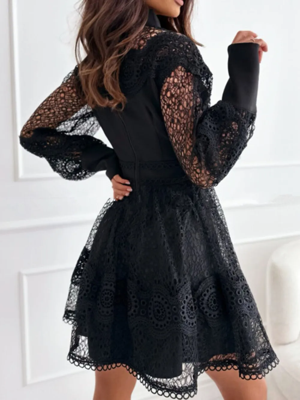 Lace Lantern Sleeve Mini Dress, image 20