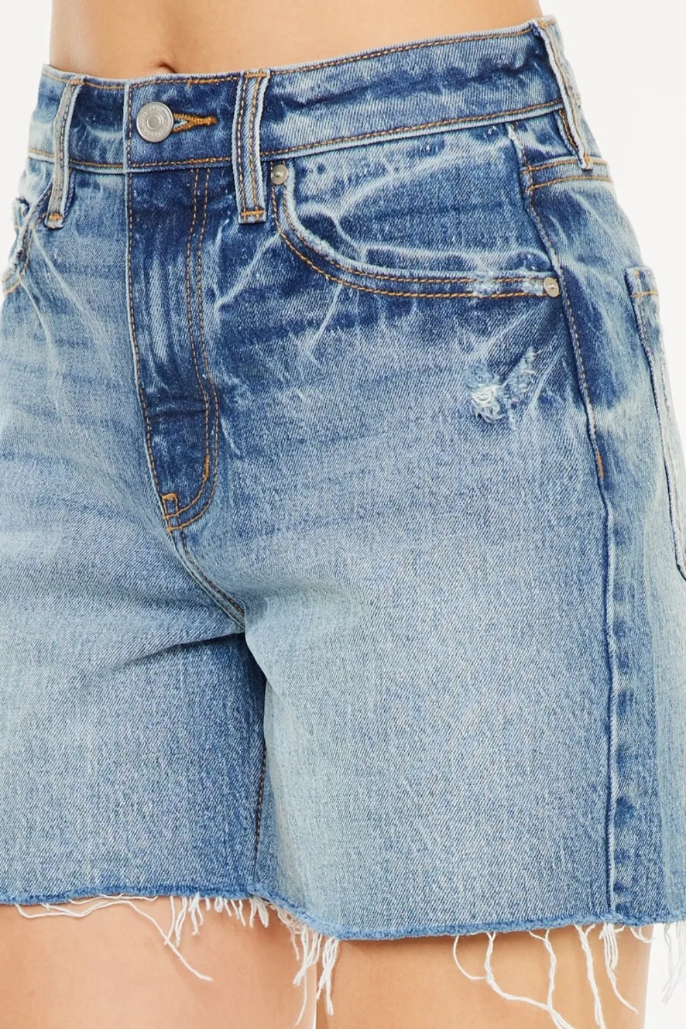 Full Size Raw Hem High Waist Denim Shorts, image 8