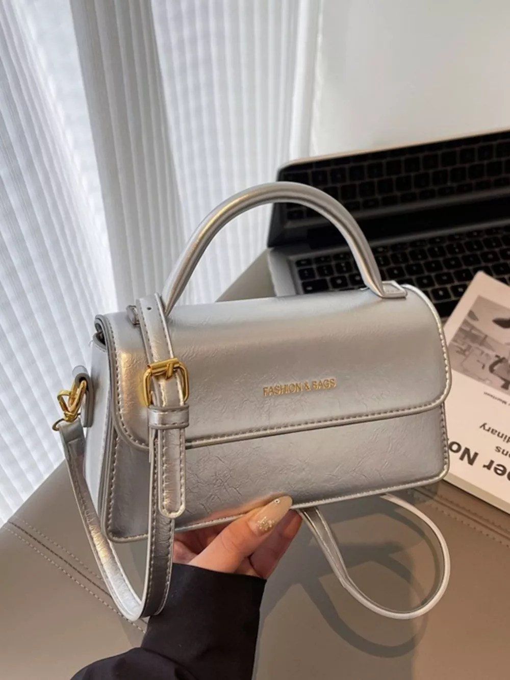 Top Handle Flap Crossbody Bag, image 3