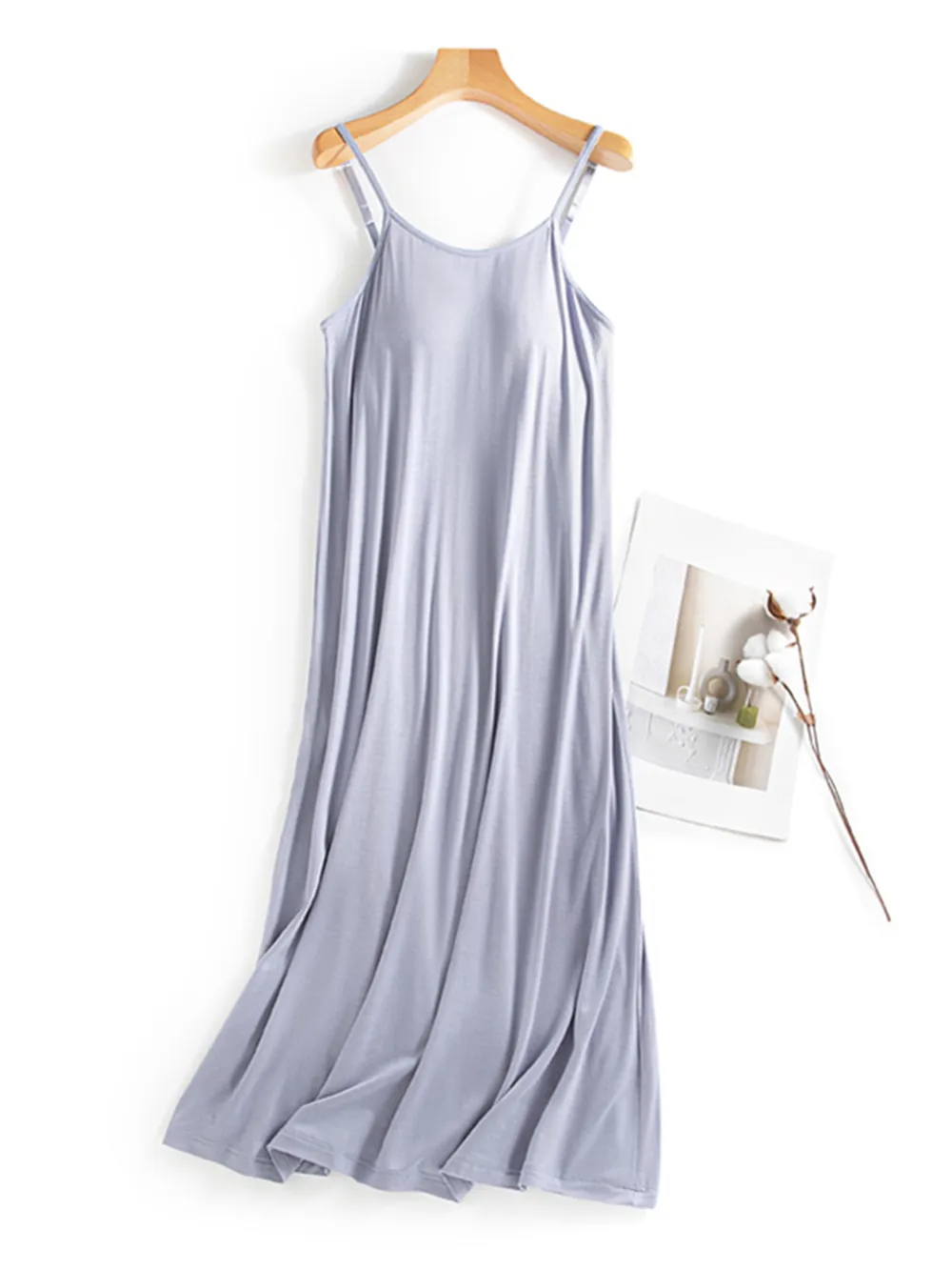 Scoop Neck Midi Cami Dress with Bra, image 17