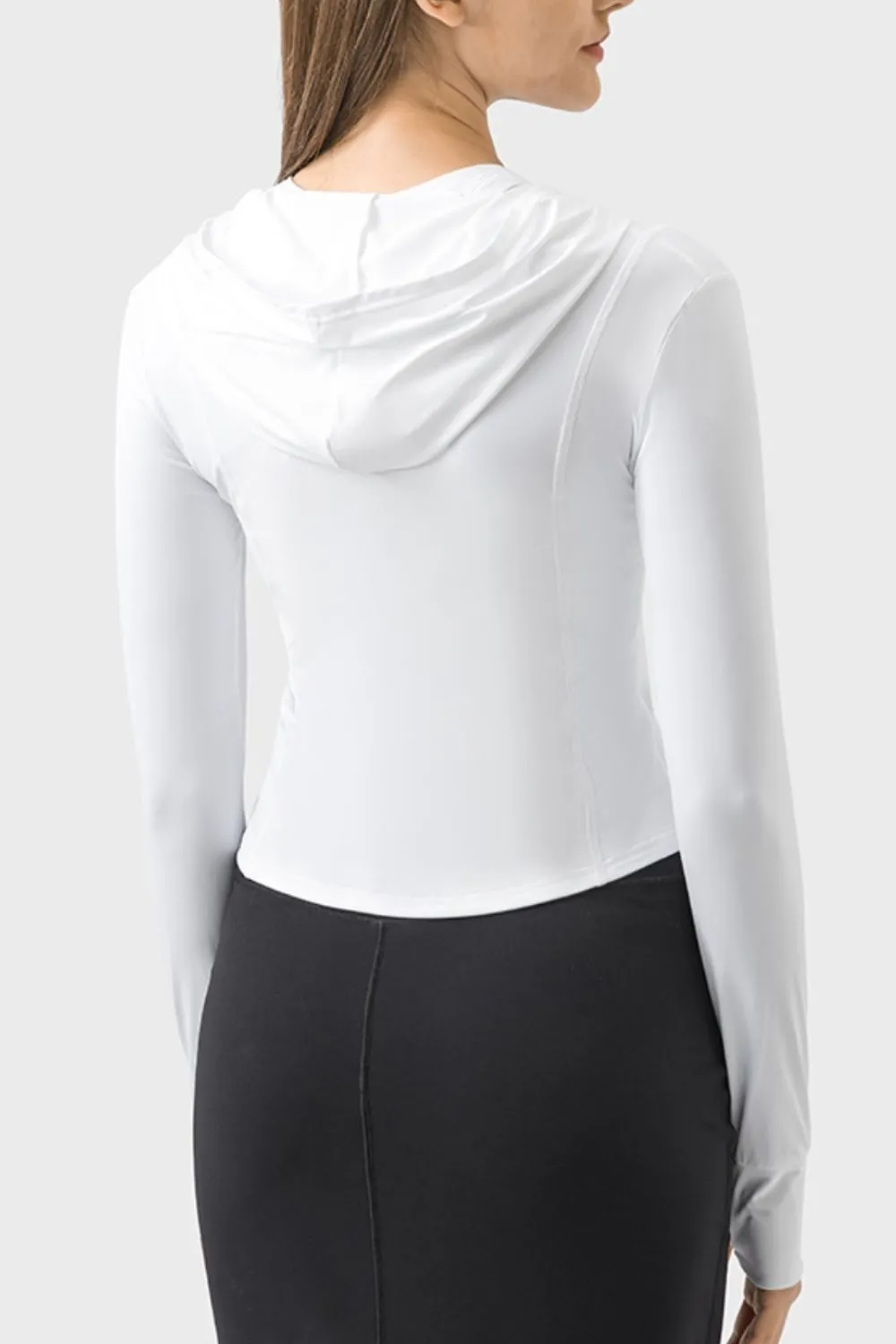 Pocketed Zip Up Hooded Long Sleeve Active Outerwear, image 15