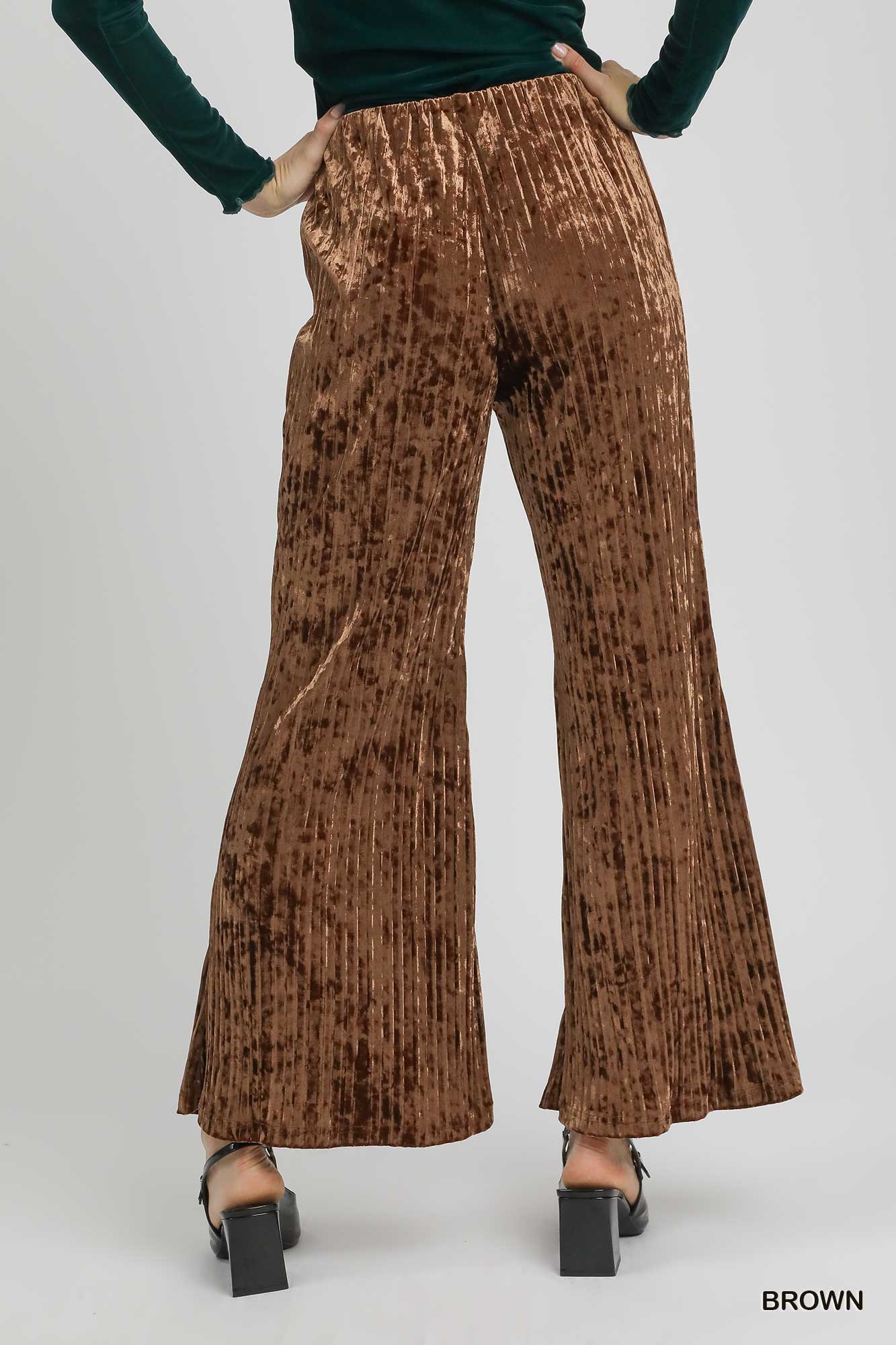 Velvet Pleated Wide Leg Pants, image 4