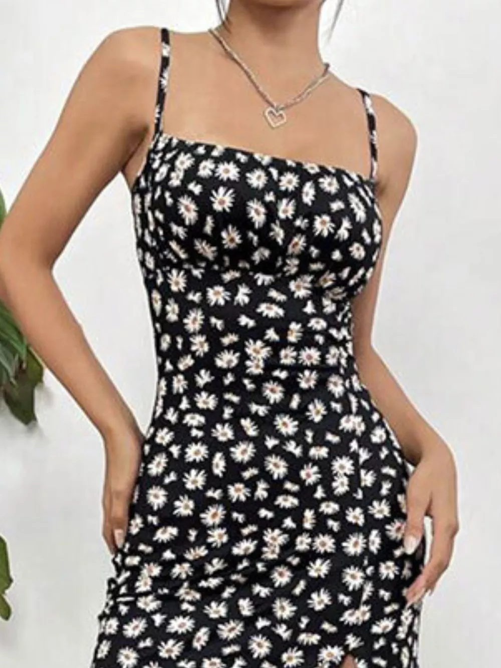 Slit Spaghetti Strap Midi Dress, image 9