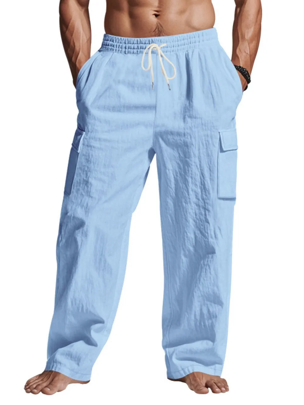 Men's Full Size Drawstring Pants with Pockets Plus Size, image 3