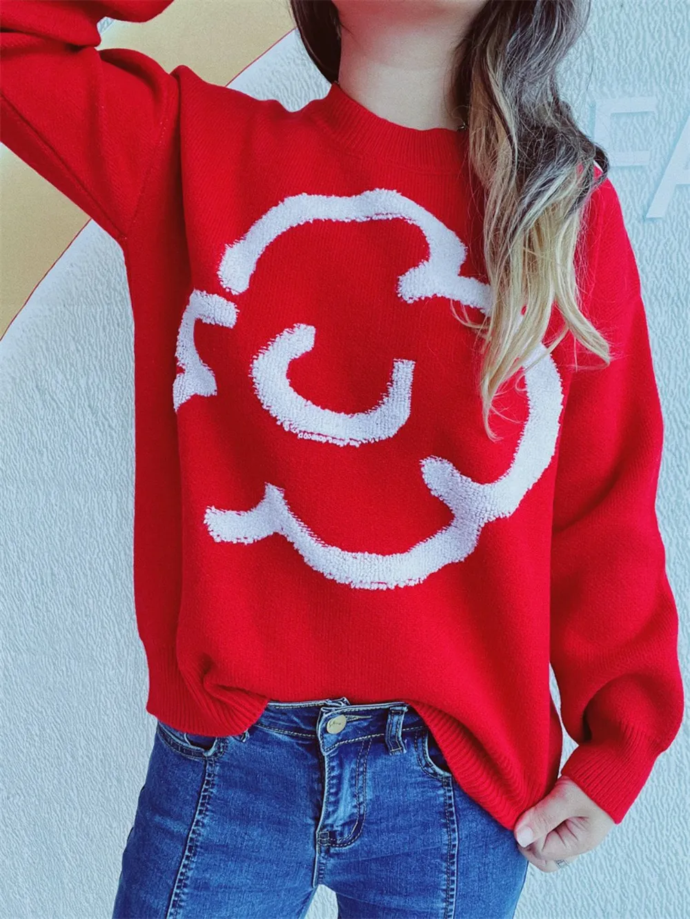 Contrast Round Neck Long Sleeve Sweater, image 5