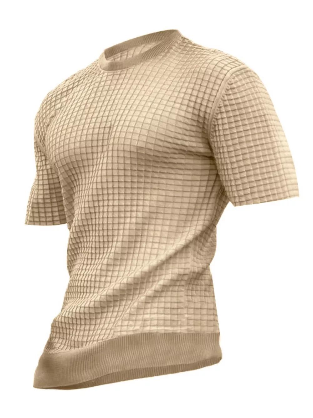 Men's Full Size Textured Round Neck Short Sleeve T-Shirt Plus Size, image 3