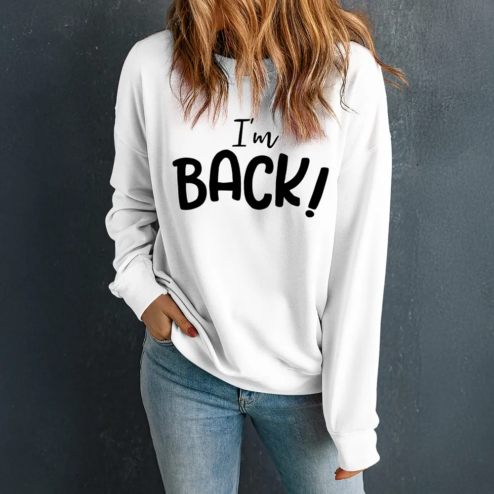 I'M BACK Round Neck Dropped Shoulder Sweatshirt, image 7