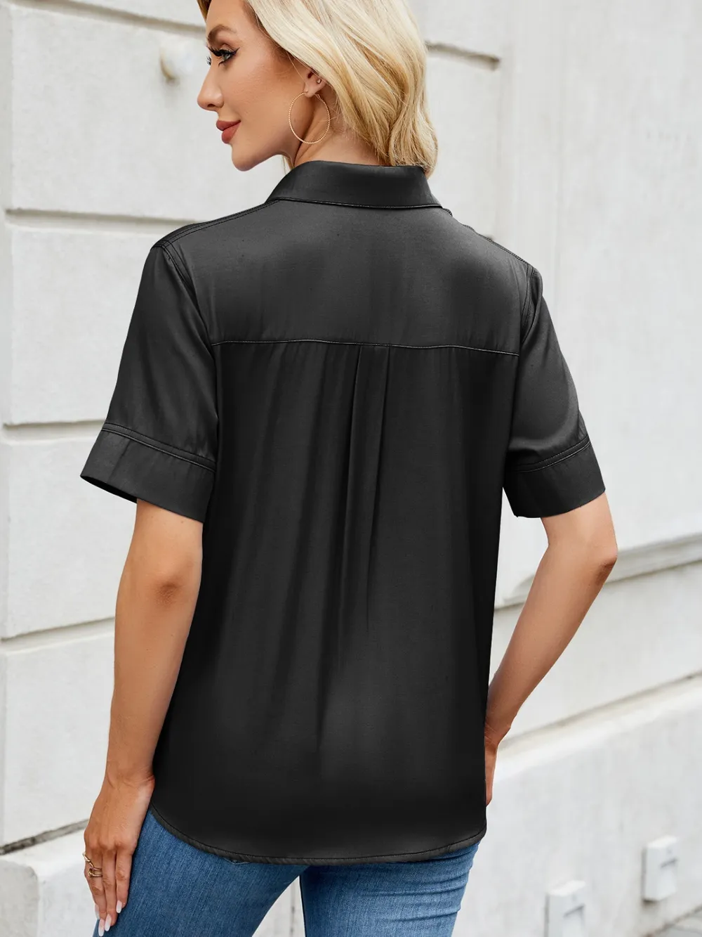 Collared Neck Short Sleeve Shirt, image 16
