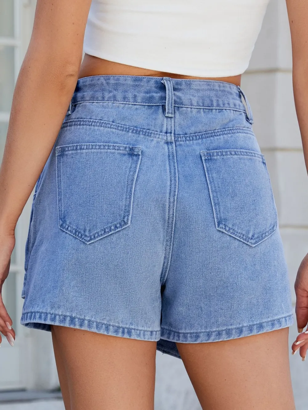 Asymmetrical Denim Skort with Pockets, image 13