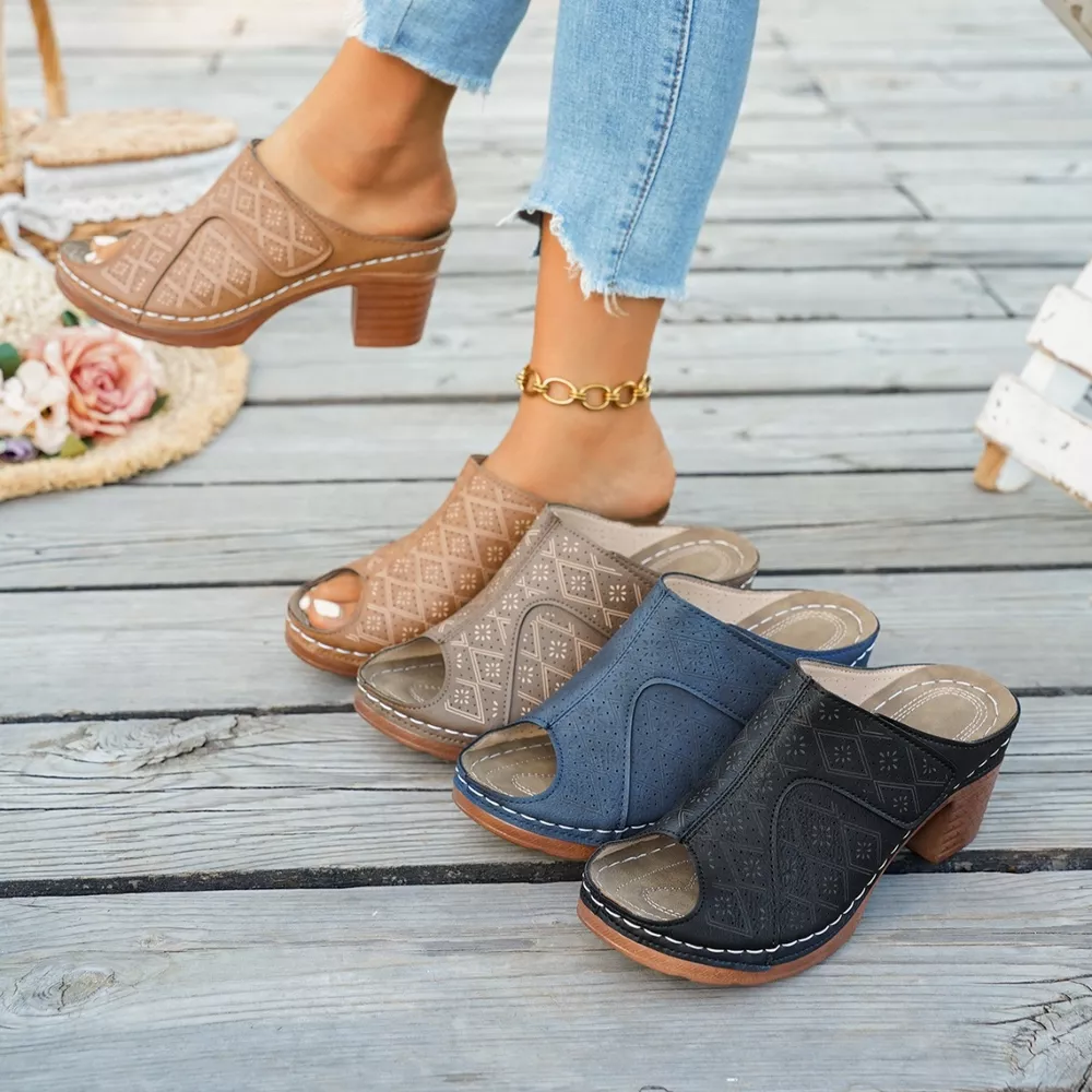 Peep Toe Block Heel Sandals, image 12