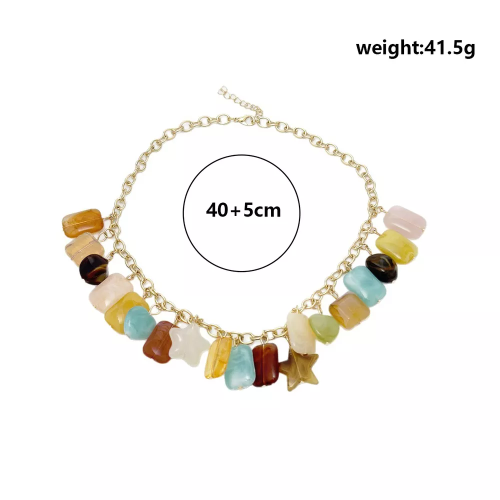 Bohemian Multi-Color Gemstone Charm Necklace, image 8