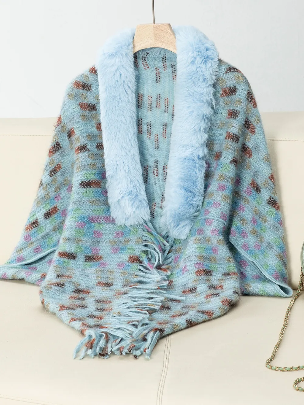 Fringe Fuzzy Open Front Poncho, image 15