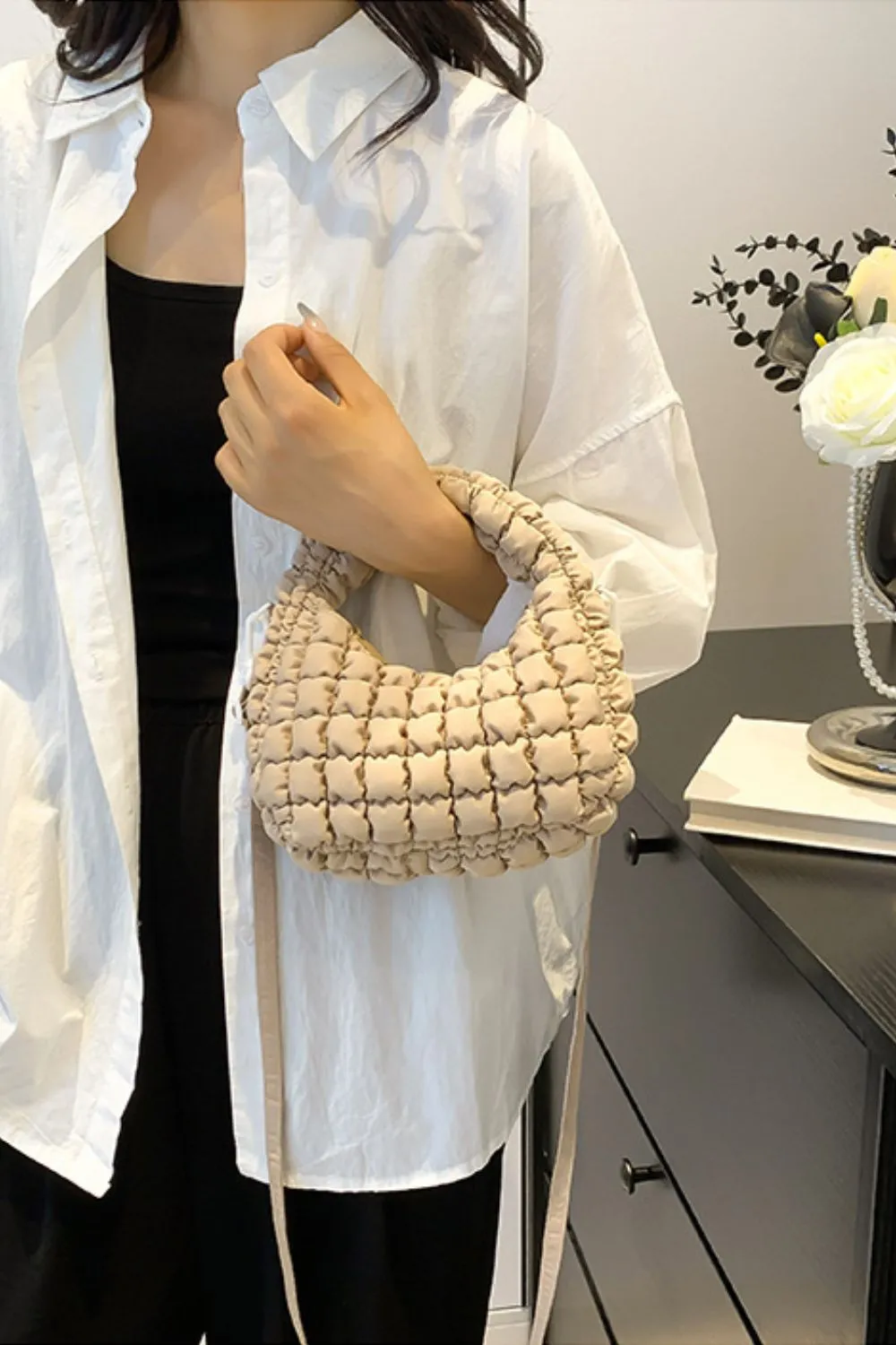 Quilted Puffy Removable Strap Crossbody Bag, image 11