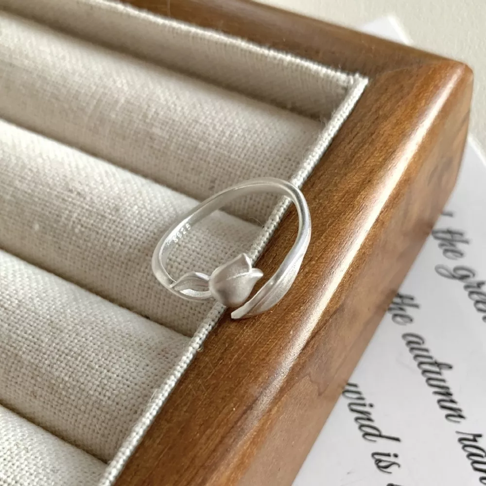 925 Sterling Silver Flower Bypass Ring, image 8