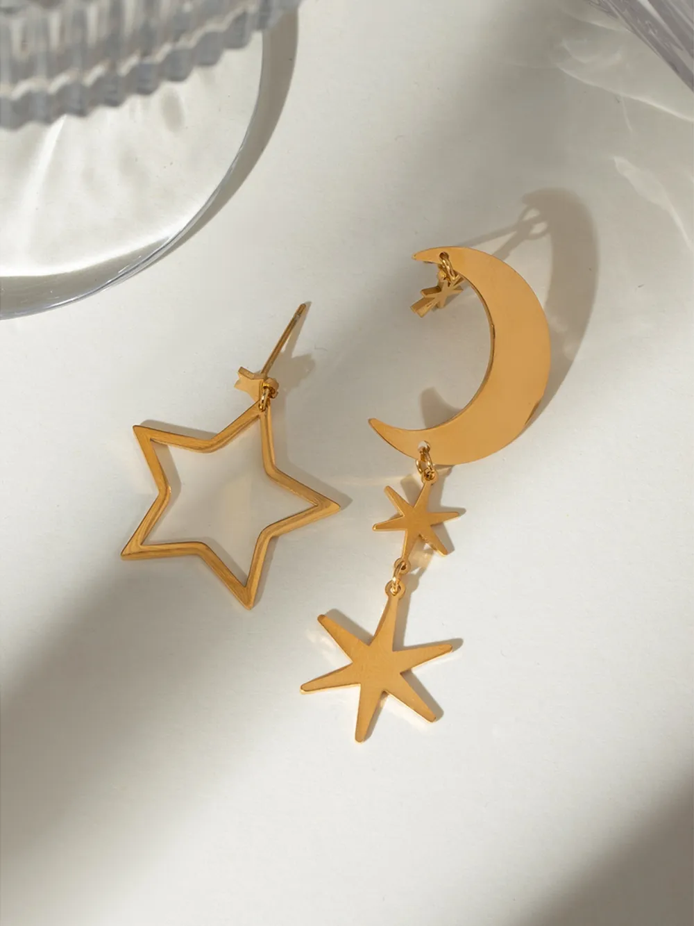 18K Gold-Plated Moon & Star Dangle Earrings, image 6