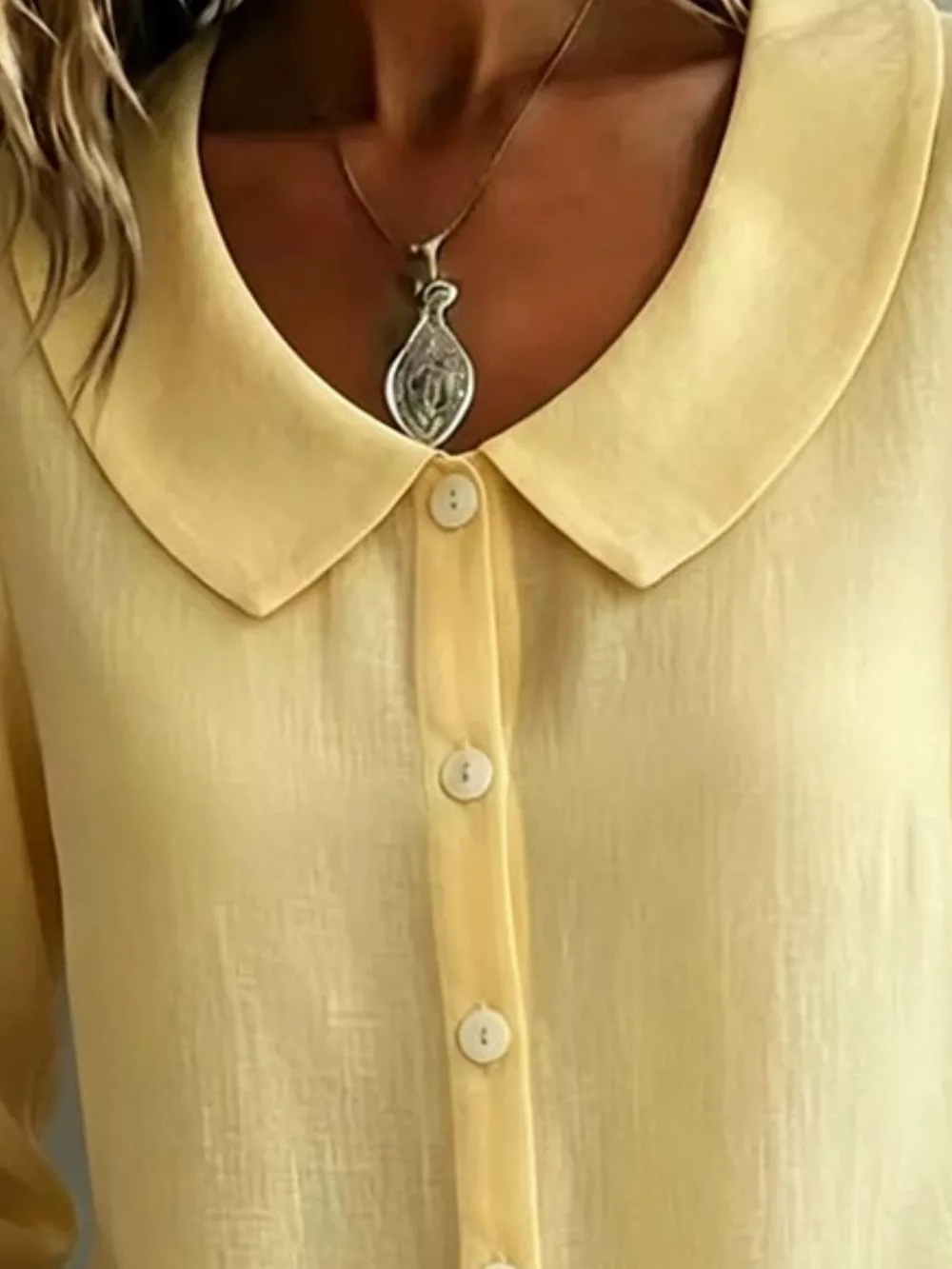 Full Size Peter Pan Collar Button-Down Shirt Plus Size, image 11