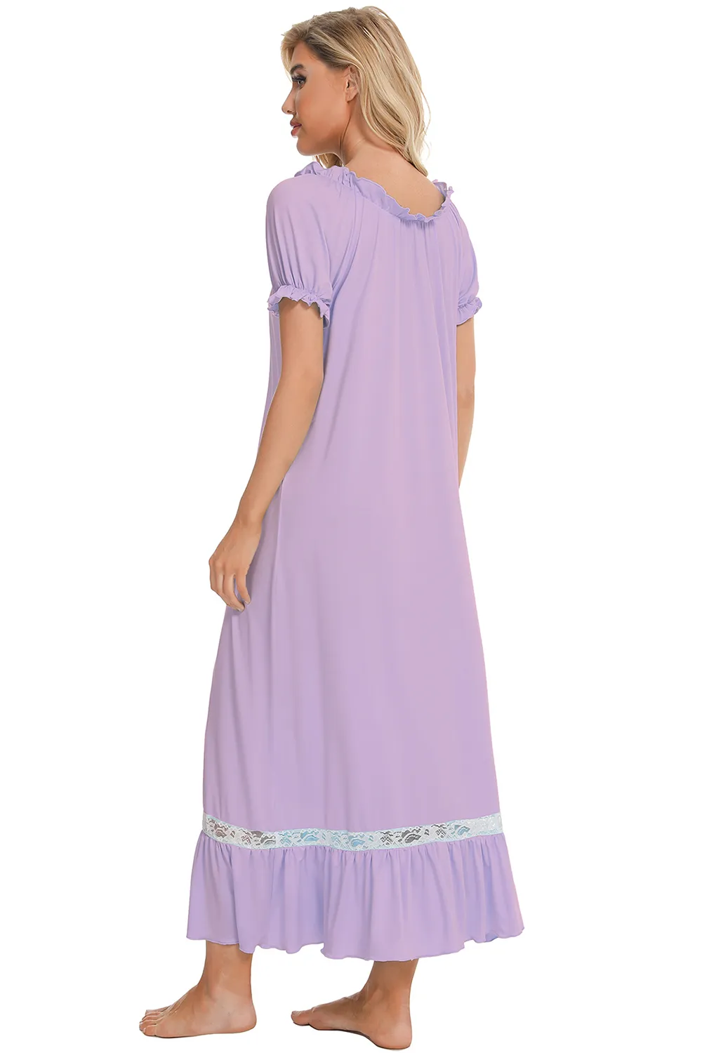 Lace Detail Short Sleeve Lounge Dress, image 31