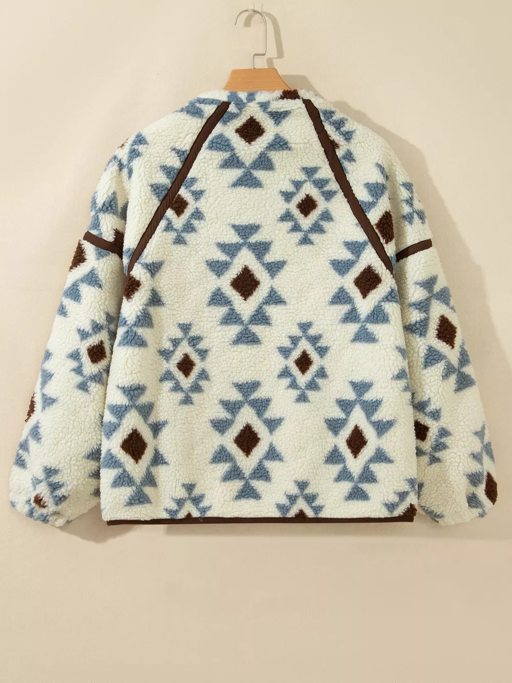 Geometric Print Sherpa Western Style Long Sleeve Sweatshirt, image 6