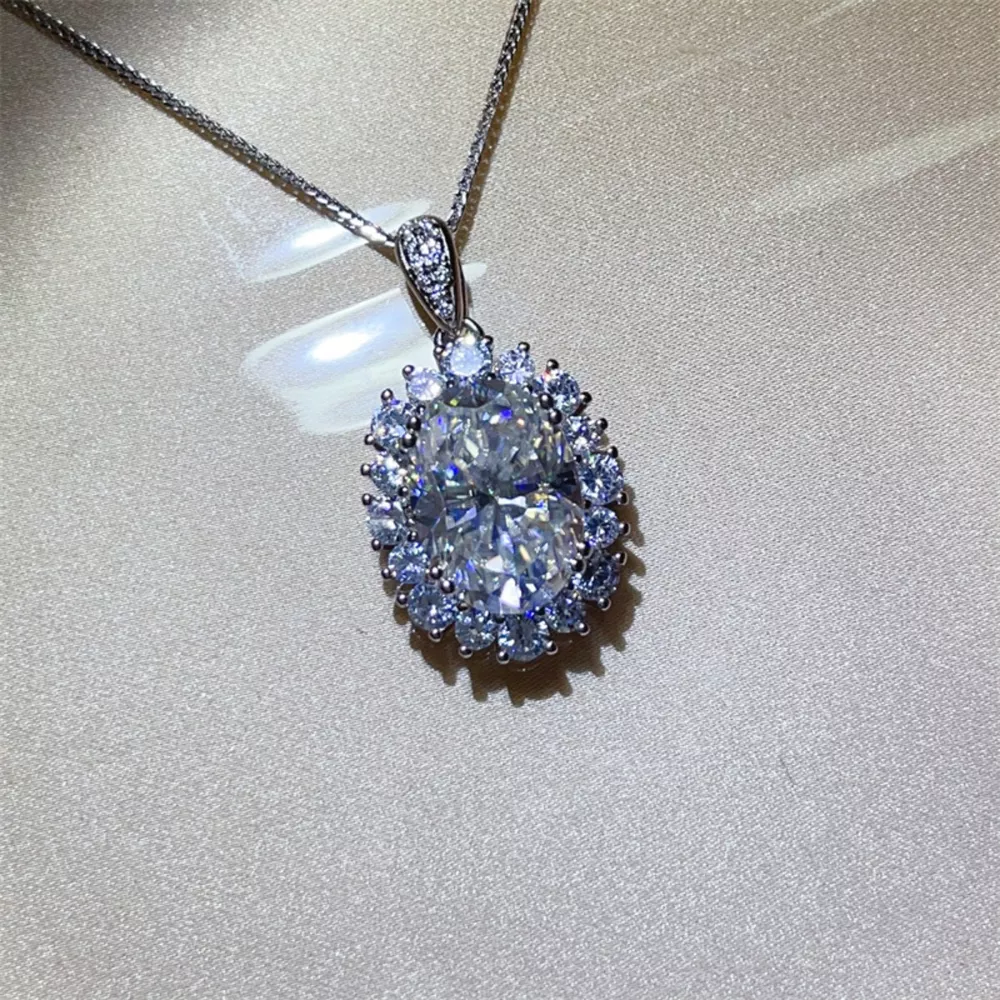 8 Carat Moissanite 925 Sterling Silver Pendant Necklace, image 2