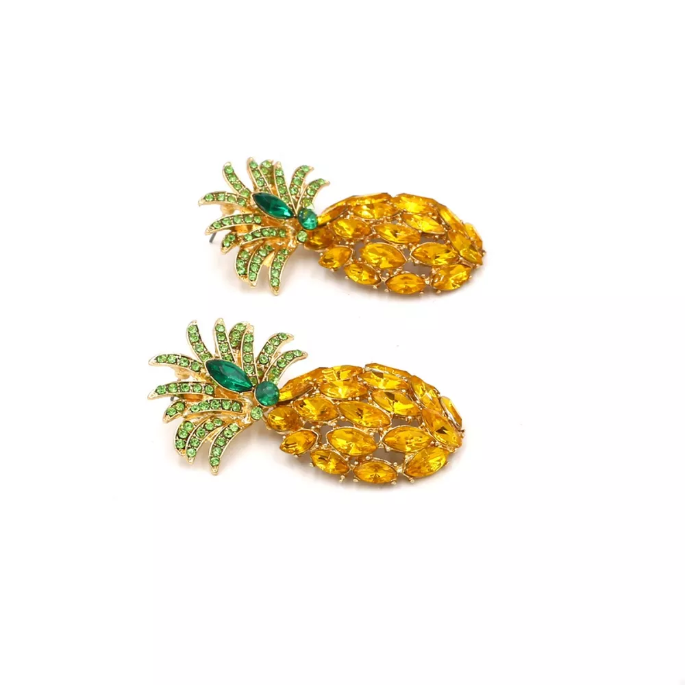 Pineapple Rhinestone Dangle Earrings, image 6