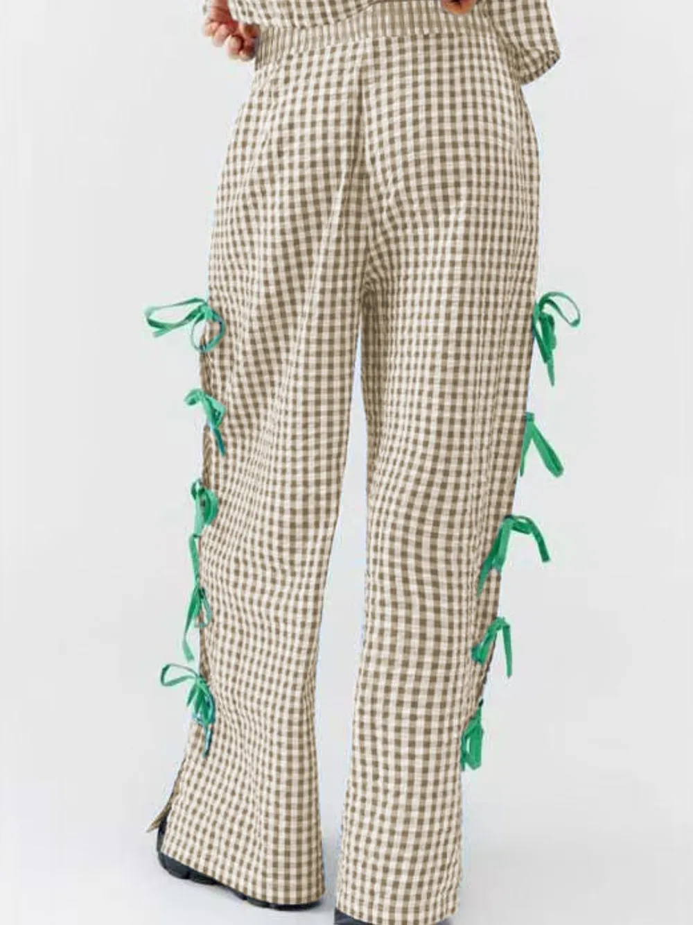 Side Tied Plaid Pants, image 11
