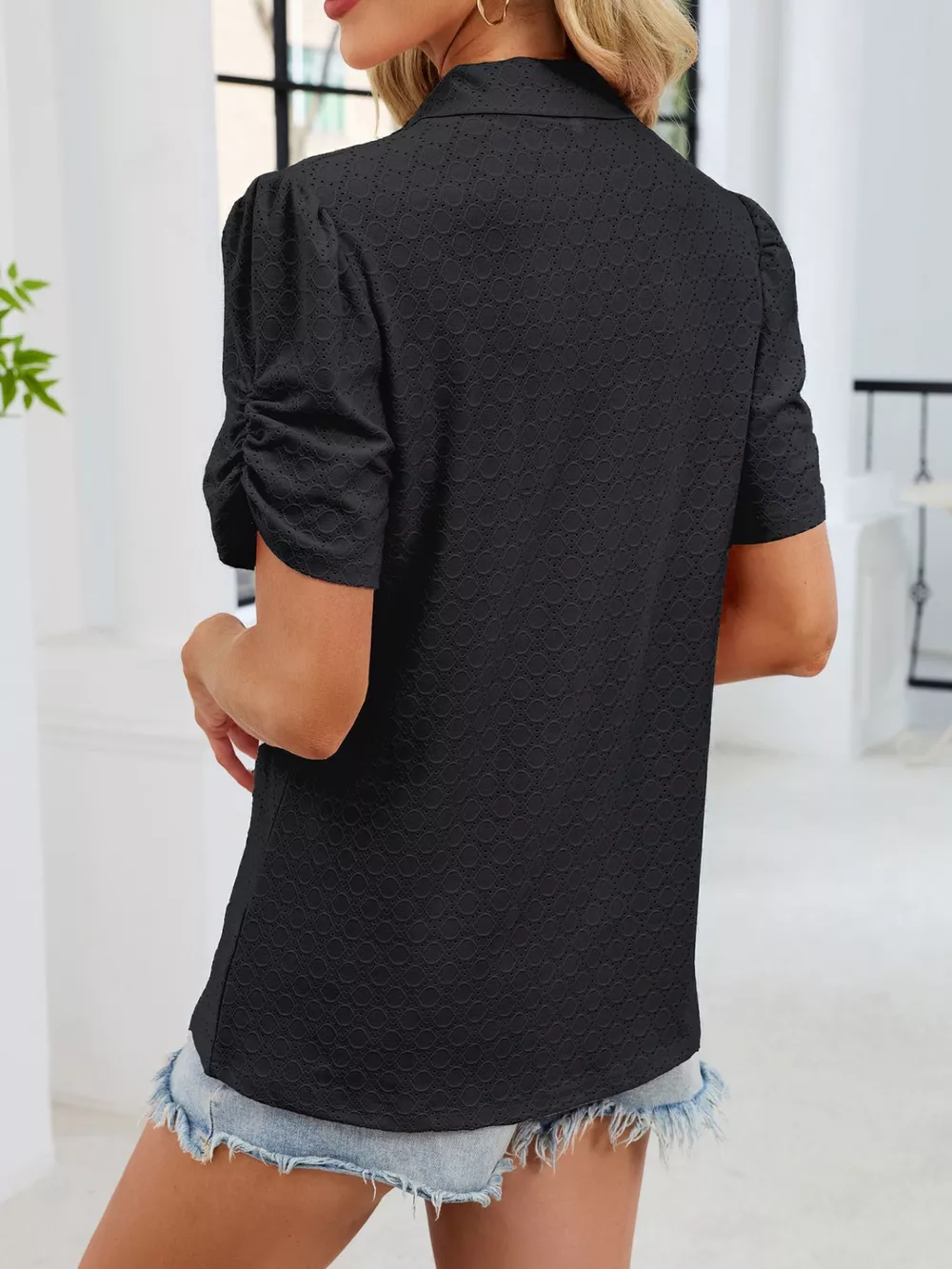 Eyelet Short Sleeve Blouse, image 20
