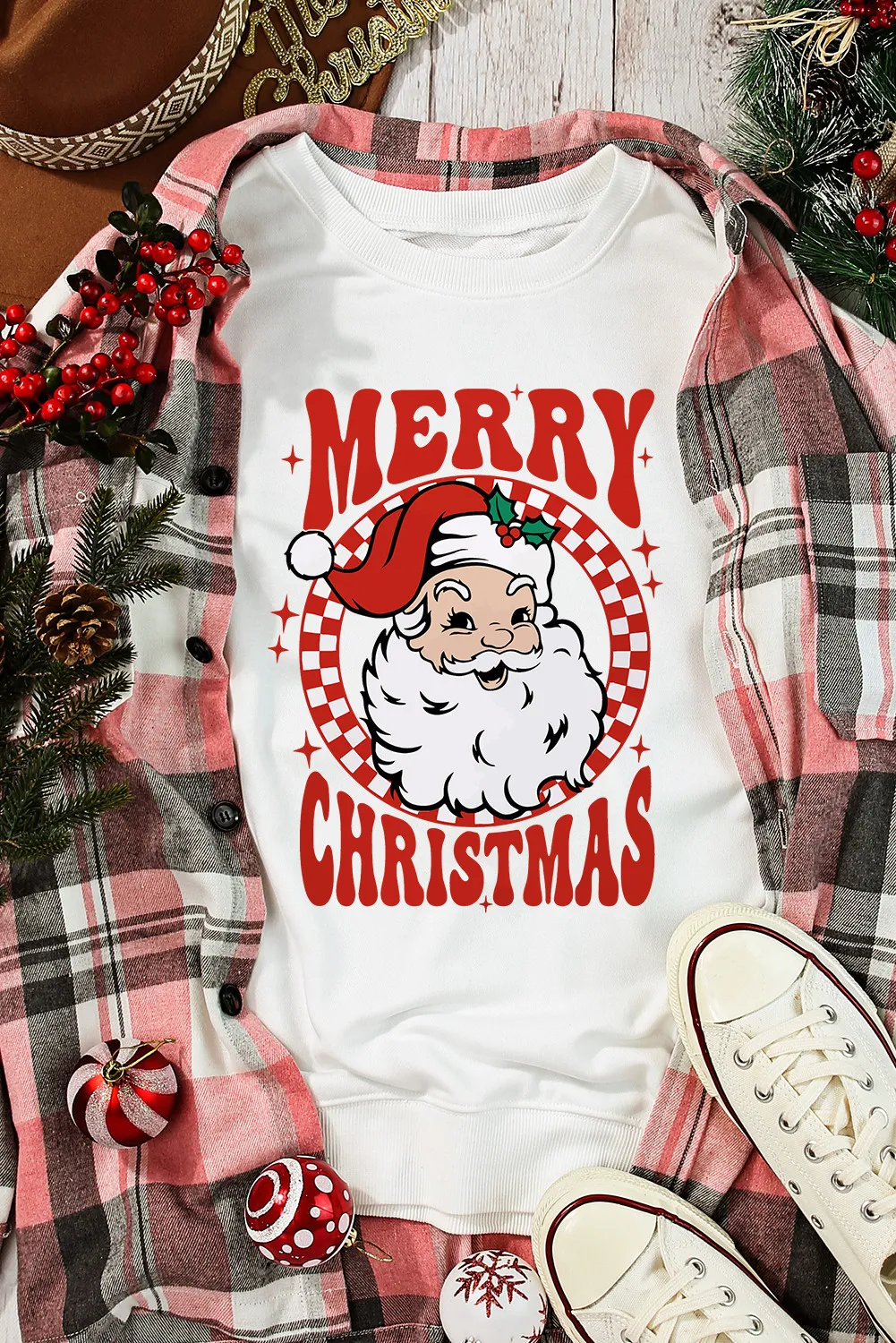 Santa Graphic Round Neck Long Sleeve Sweatshirt, image 3