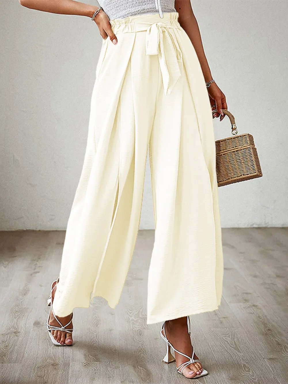 Tied Slit Wide Leg Pants, image 5