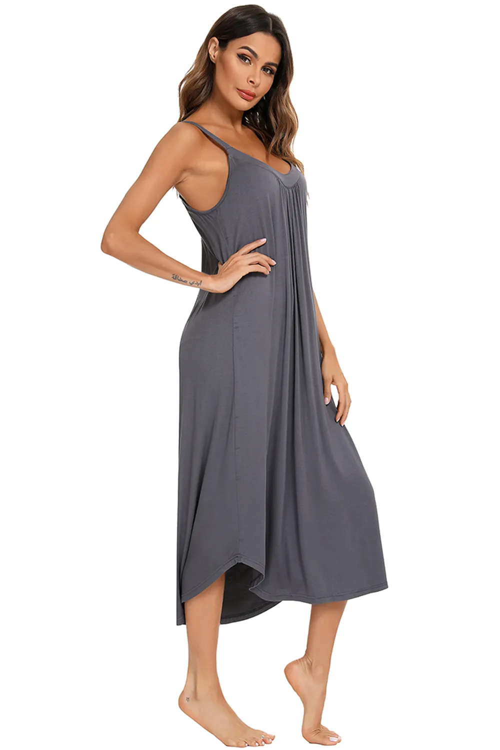 V-Neck Midi Lounge Dress, image 21