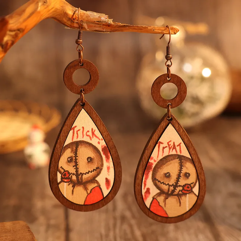 Wooden Teardrop Shape Earrings, image 2