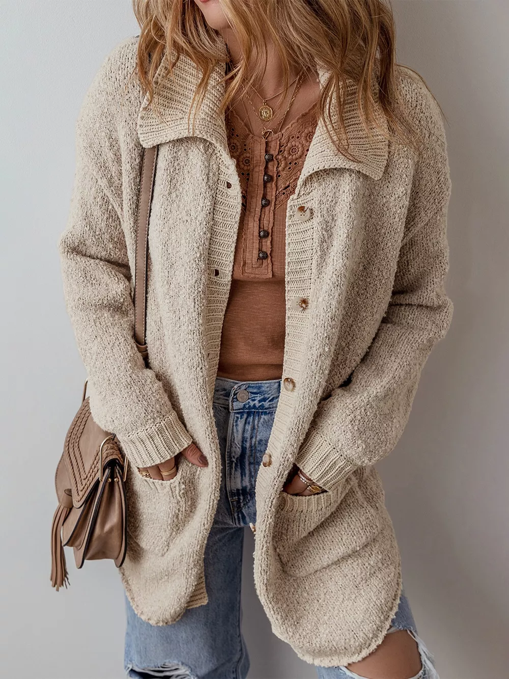 Button-Up Cardigan with Pockets, image 4