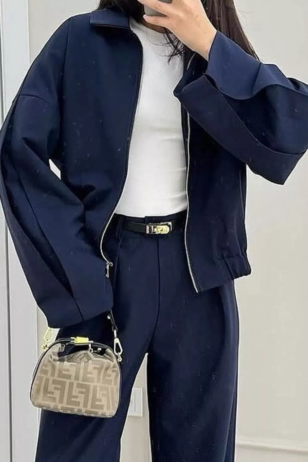 Zip-Up Jacket and Wide-Leg Pants Set, image 11