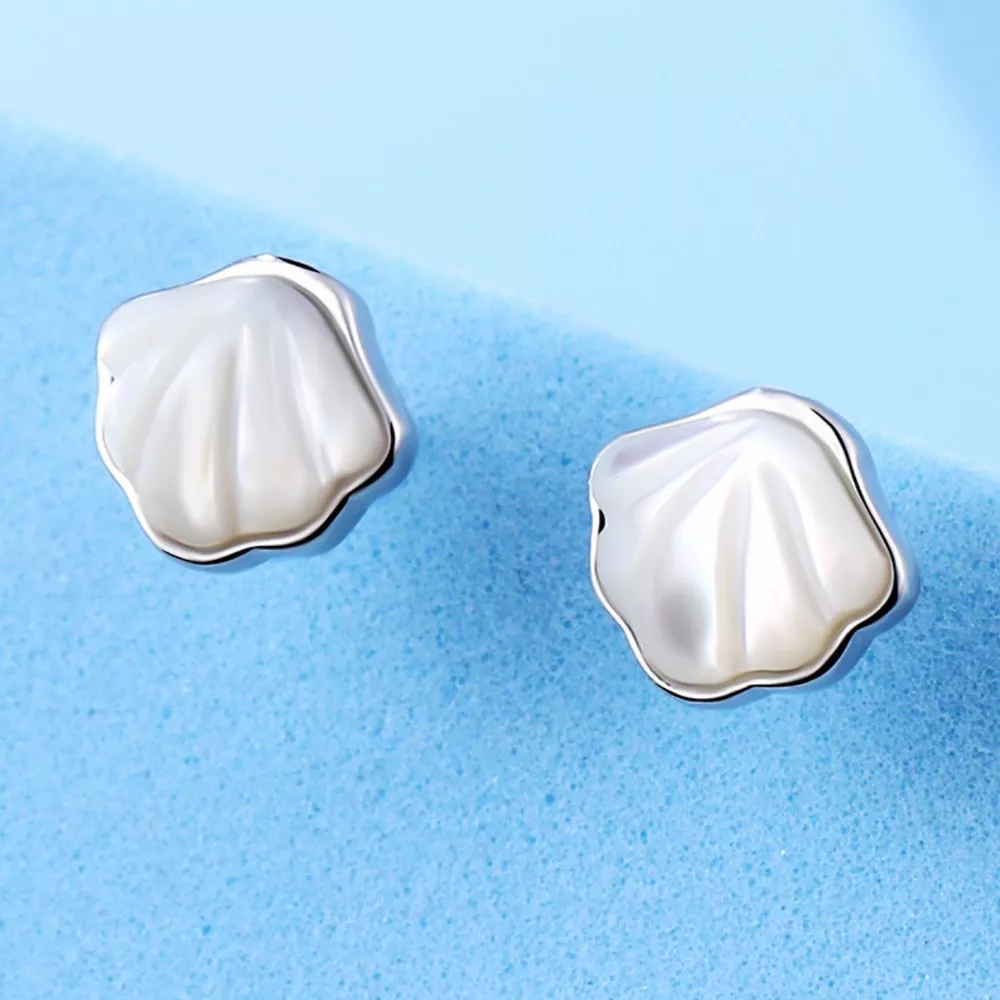 925 Sterling Silver Shell Stud Earrings, image 8